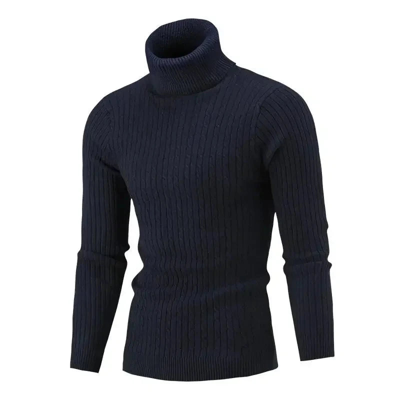 2025 Men's Warm Knitted Sweater Turtleneck Sold  Knitting Pullovers Tops Knitted Sweater Male Jumper All Match Casual Sweater Colouronova