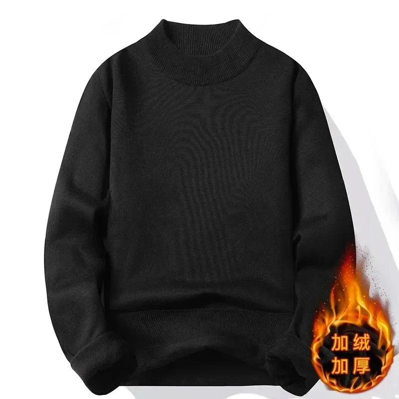 New 2025 Men's Winter Pullovers Casual Solid Color Mock Neck Sweaters Fashion Loose Thickened Warm High-Quality Jumper for Men Colouronova