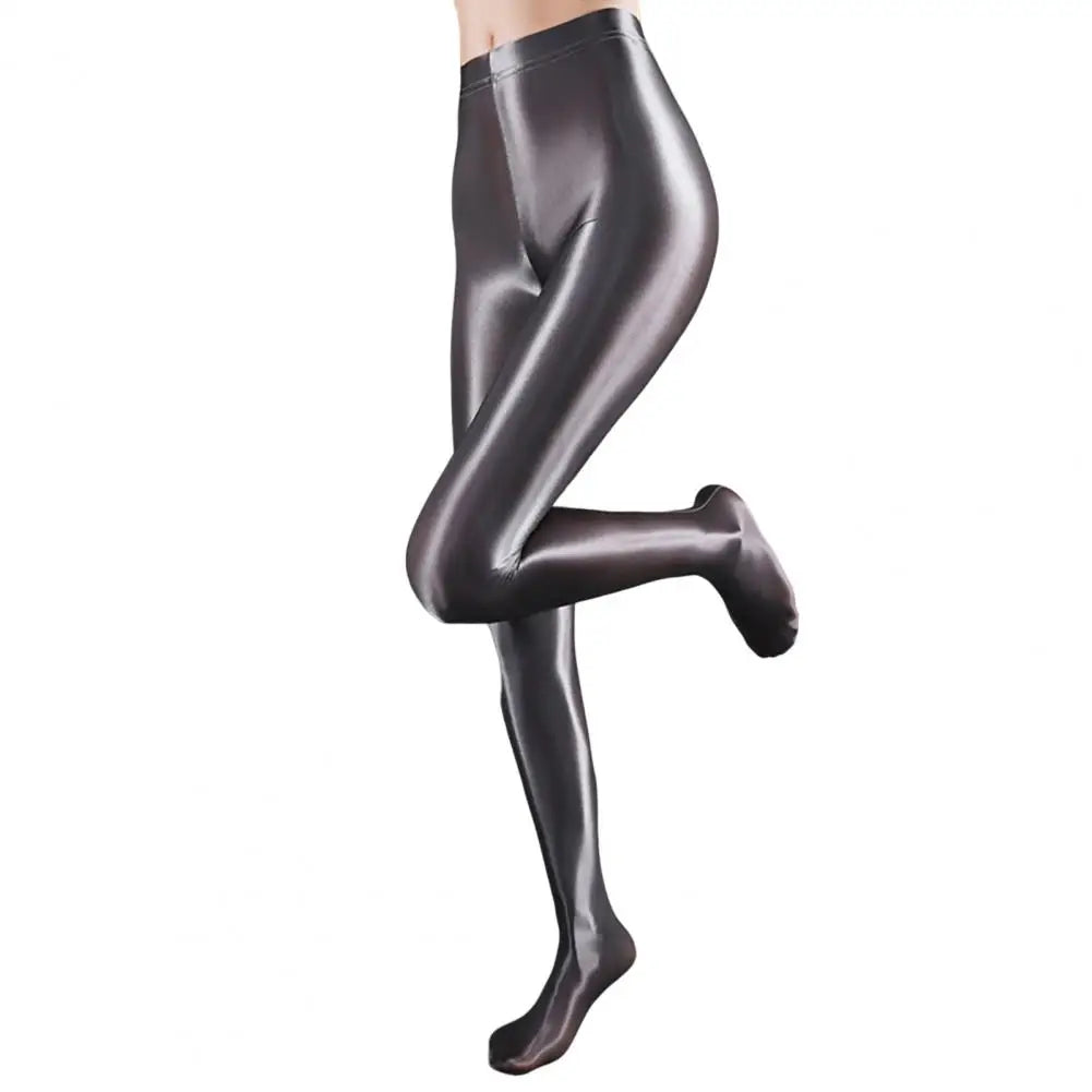 Stage Performance Leggings Glossy Shiny High Waist Fitness with Socks Stage Show Skinny Yoga Trousers Women Clothing - Colouronova