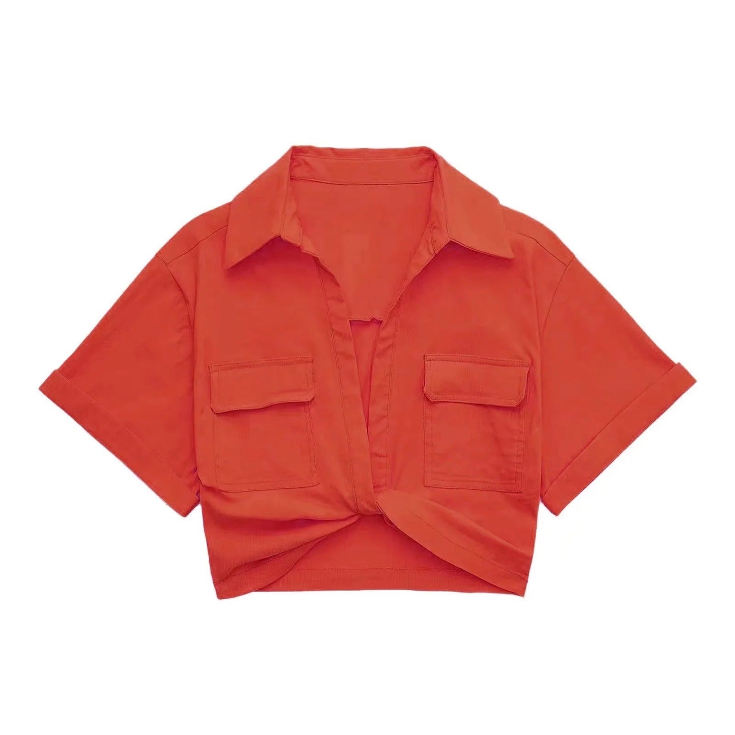 Stretch Linen Blend Short Shirt Colouronova