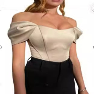 Womens Fishbone Tube Top Summer Blouse Colouronova