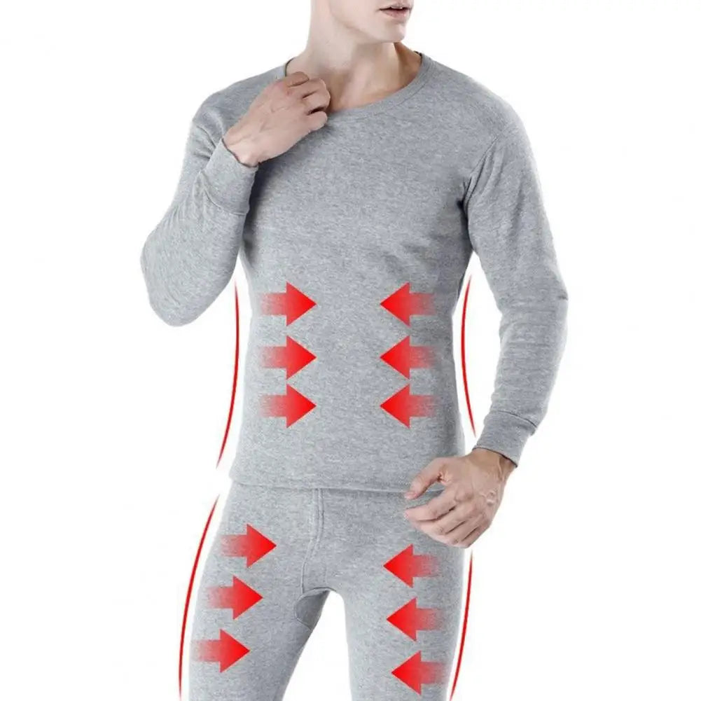 Winter Thermal Underwear Set Men Warm Thick Fleece Long Johns Tops Man Thermal T Shirts Bottom Pants Suit Thermal Pajamas Set - Colouronova