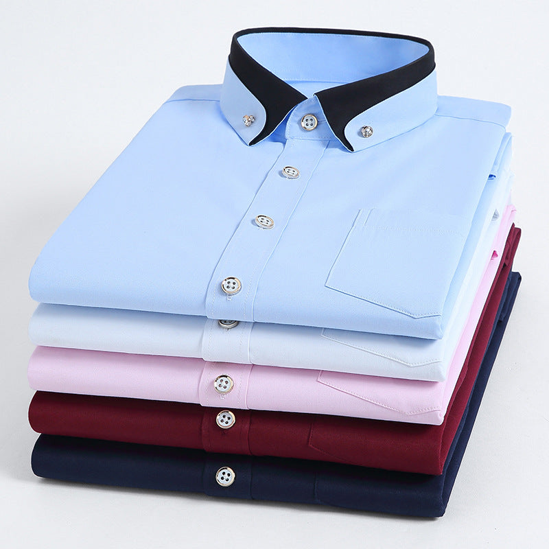 Men's Color Block Collar Stretch Long Sleeve Shirt Colouronova