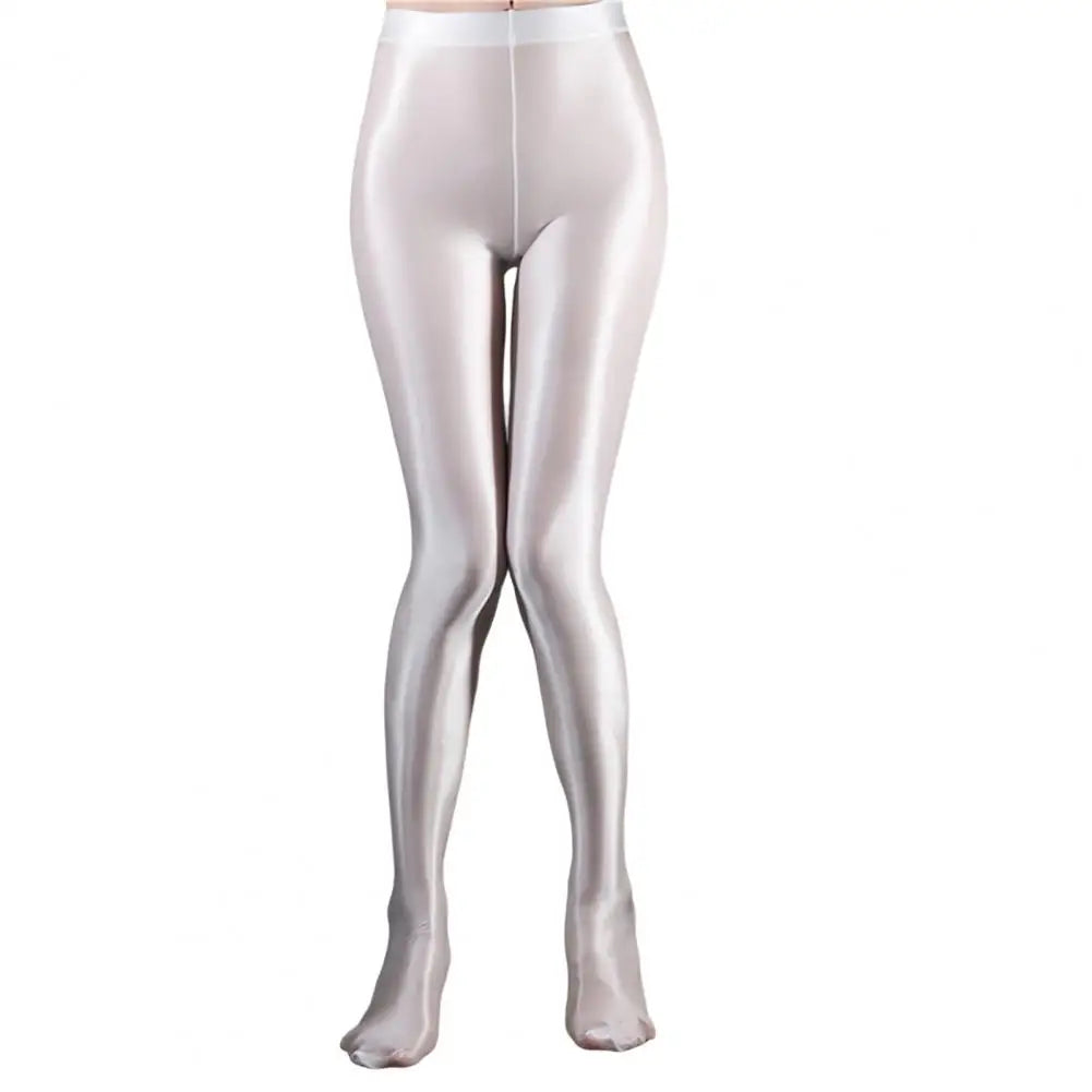 Stage Performance Leggings Glossy Shiny High Waist Fitness with Socks Stage Show Skinny Yoga Trousers Women Clothing - Colouronova