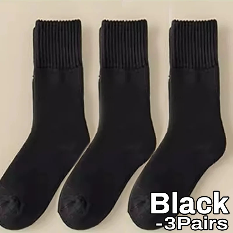 1/3Pairs Winter Warm Thicken Socks Fleece Lined Plush Warm High Tube Long Socks Solid Color Cold Weather Women Men Comfortable - Colouronova