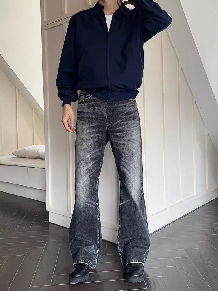 Retro washed black slightly flared jeans Colouronova