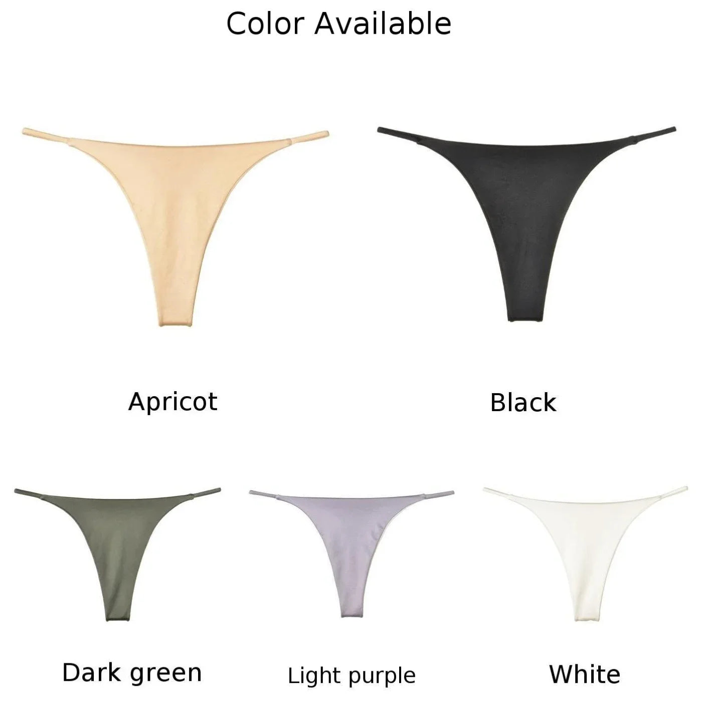 Women Smooth Satin Skin-friendly Sexy Lingerie Seamless G-string Panties Breathable Briefs Underwear Low Waist Bikini Thongs - Colouronova