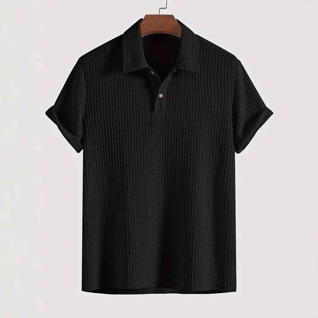 Men's top lapel diamond-patterned knitted polo cedar
