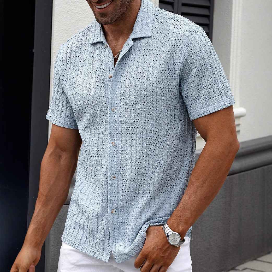 Collared short-sleeved casual shirt