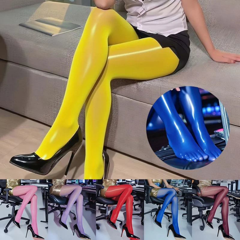 1 Pair Sexy See-Through Stockings Women Glossy Horse Oil Pantyhose 8D Sexy Shiny Smooth Pantyhose Sheer Tights Women'S Leggings - Colouronova