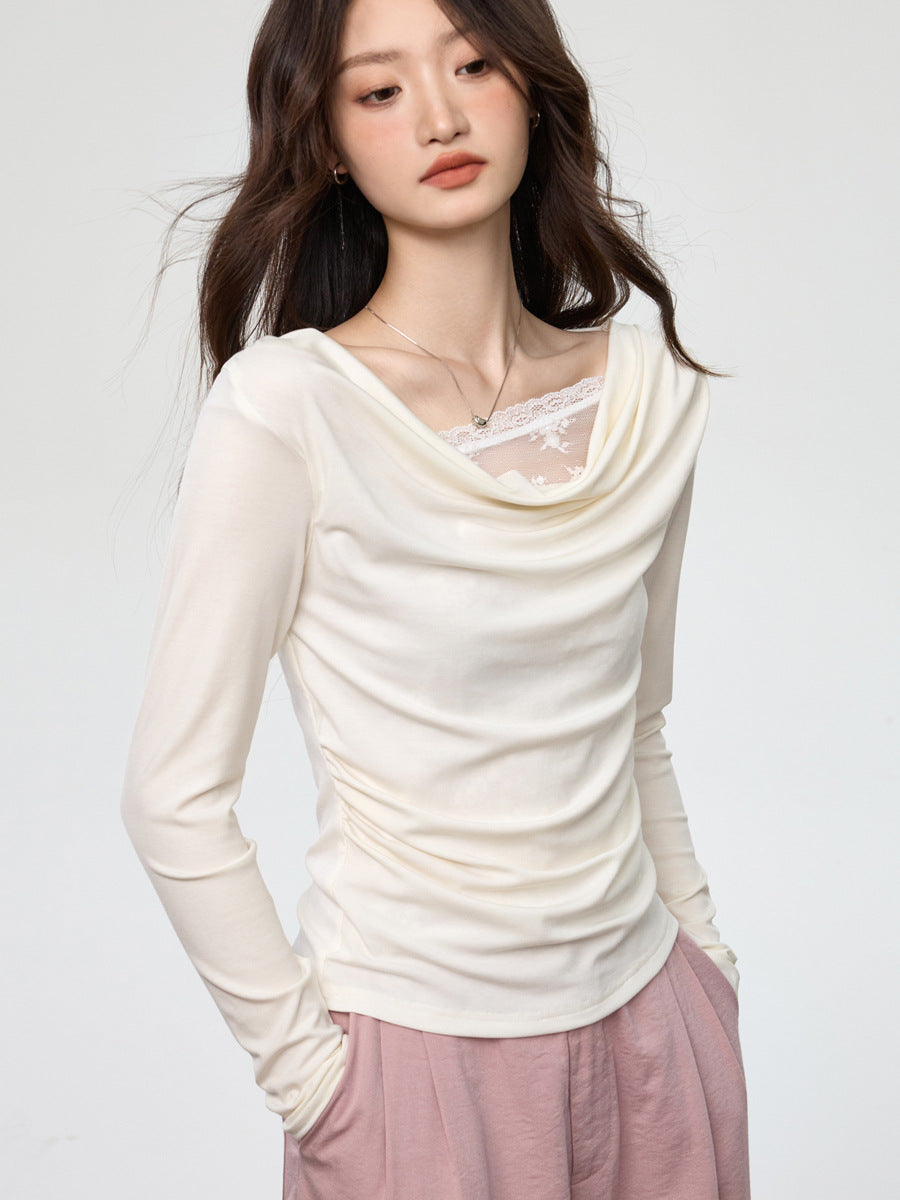 Swing collar stitching fake two-piece long sleeve Colouronova