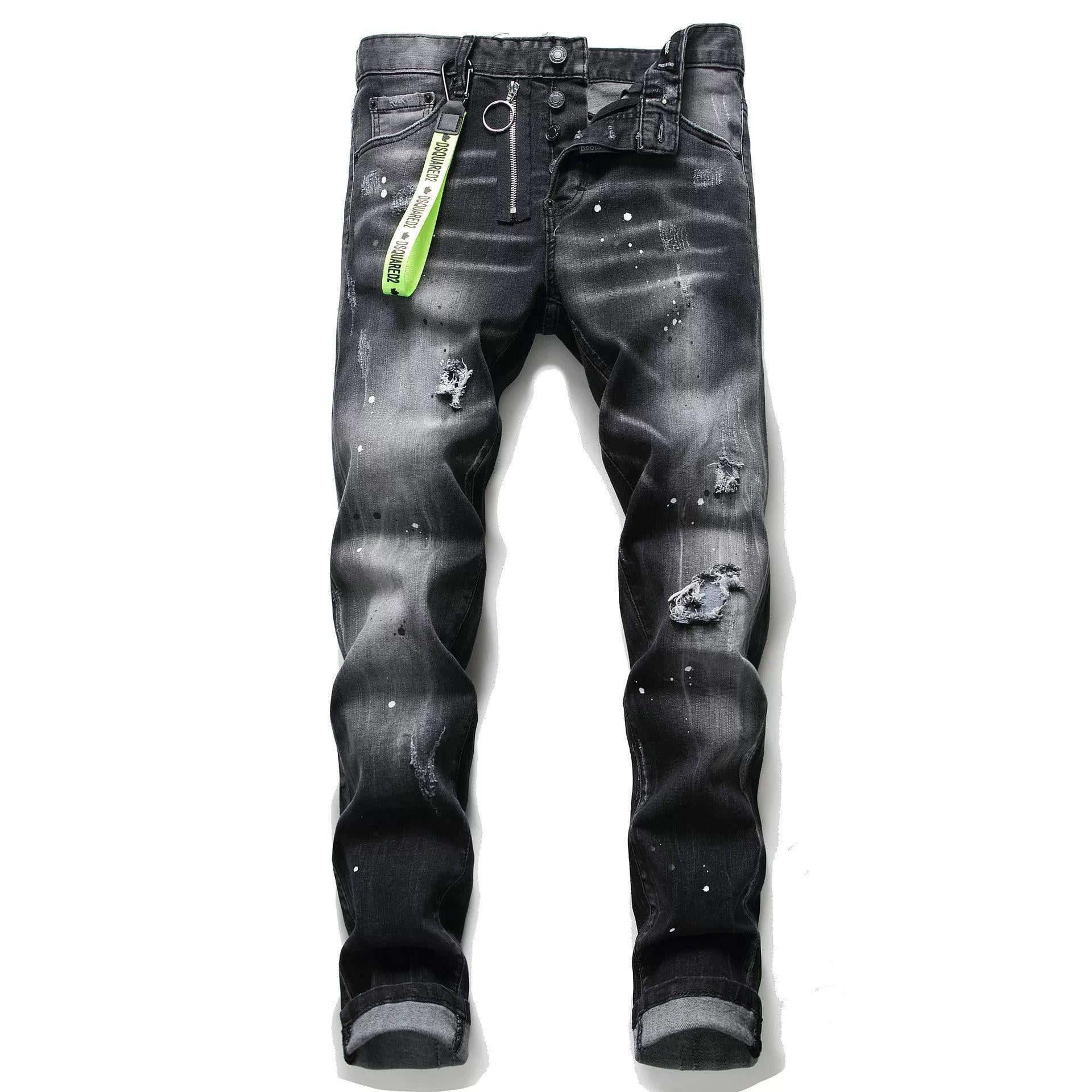 Personality ripped black pants Colouronova