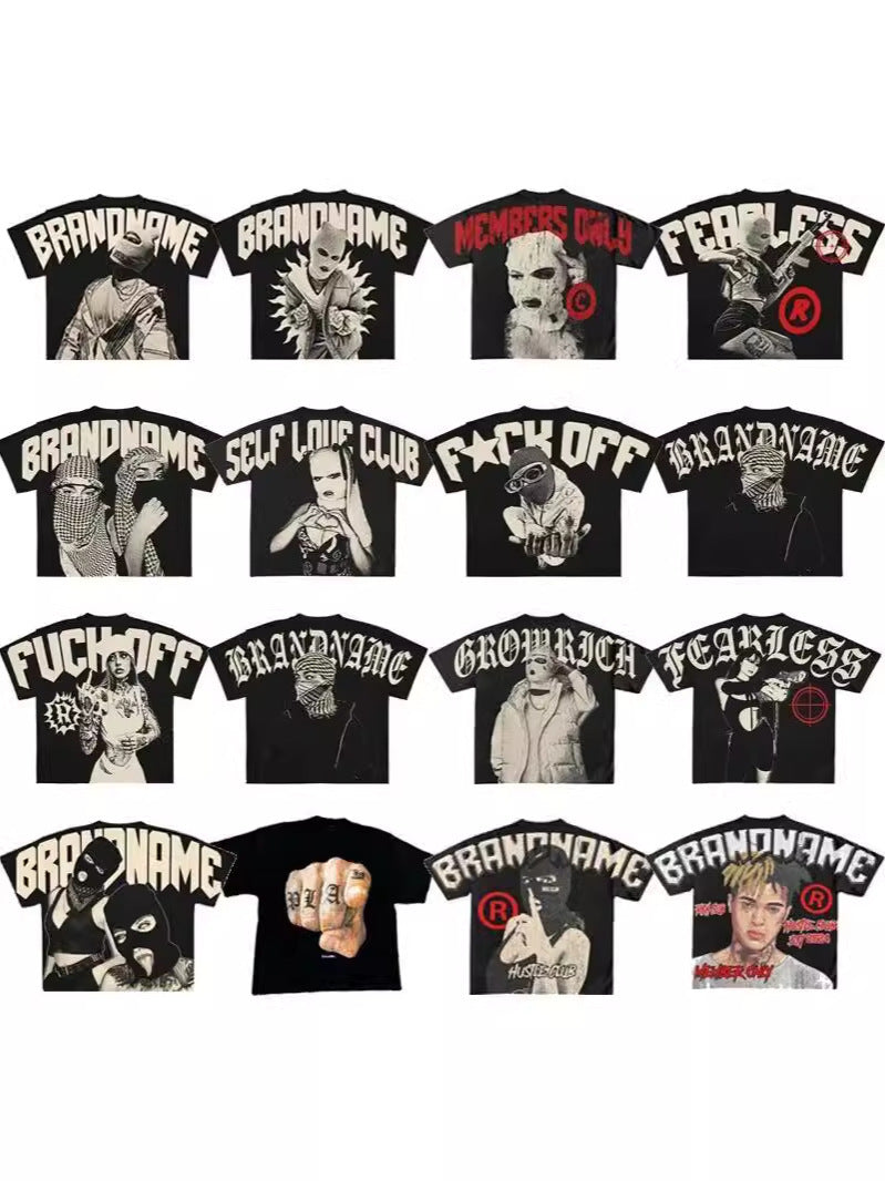 Y2K Hip Hop Graphic Cotton T-Shirt Colouronova