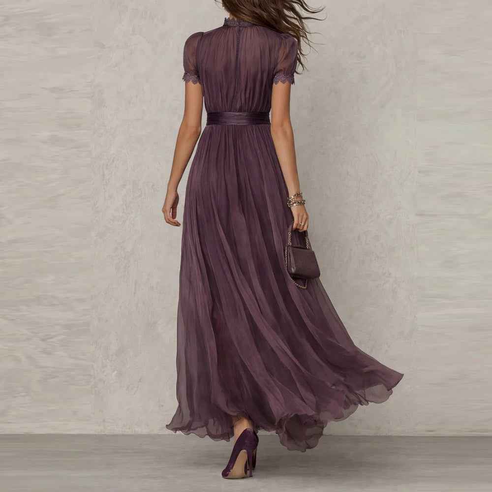 V-Neck Ruffle Flared Dress