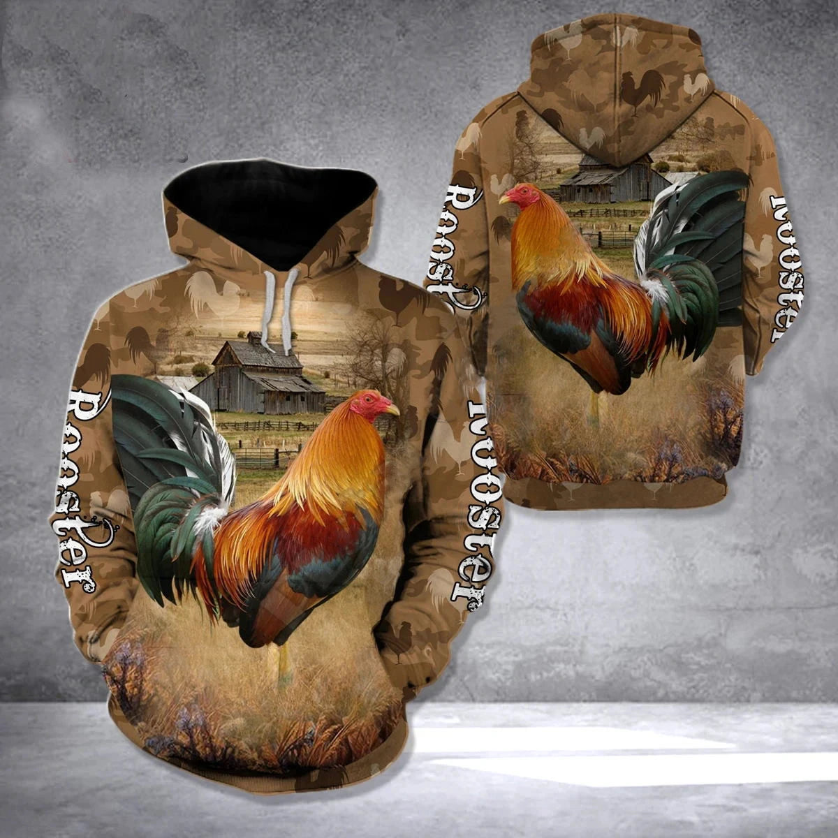 2022 Man's Hoodie Camo Animals Rooster Autumn Pullover New Fashion Tracksuit 3D Print Casual Hoodies Colouronova