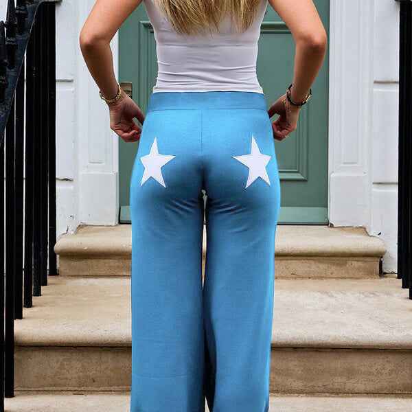 Embroidered Star Print Casual Pants