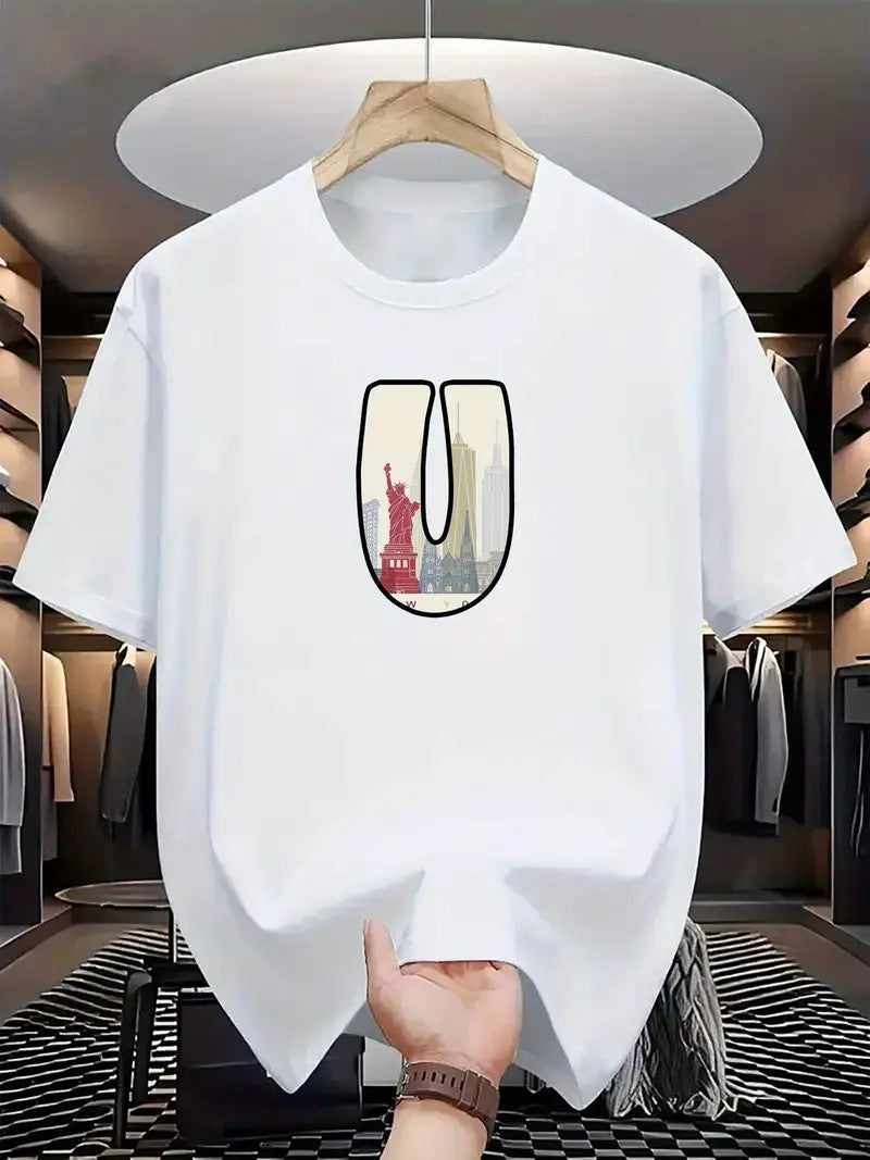Men's Mesh Print Casual T-Shirt Colouronova