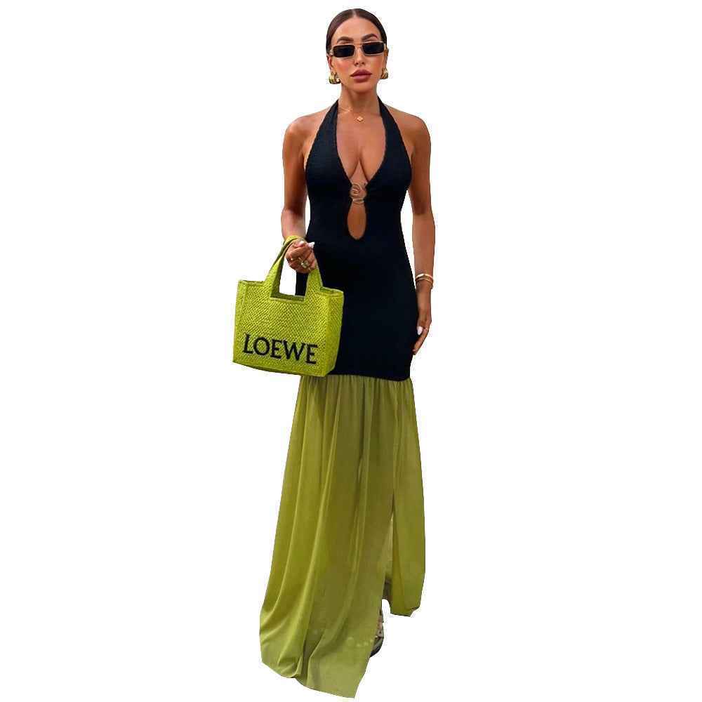 Women's Metal Decor Cut Out Dress