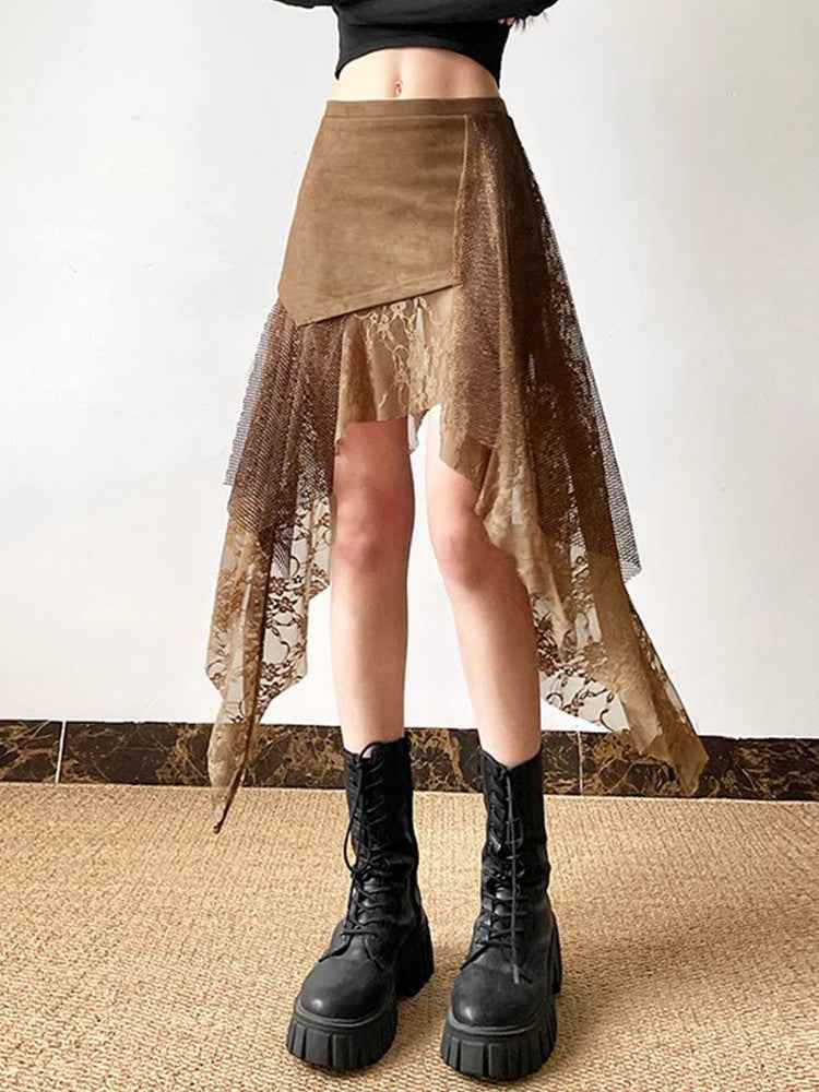 Asymmetrical High Waist A-Line Skirt