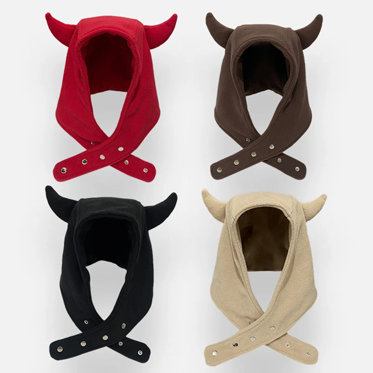 Japan Yabi Cute Devil Ears Cow Horn Thunderbolt Hat Women Autumn Winter Warm Suede Ear Protection Set Head Cap Y2K Beanies - Colouronova