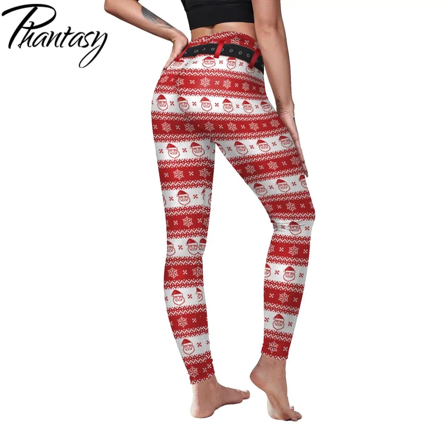 Phantasy Vintage Women Christmas Leggings Autumn Winter Women Xmas Pants Sexy Tights Trousers Festival Party Carnival Leggings - Colouronova