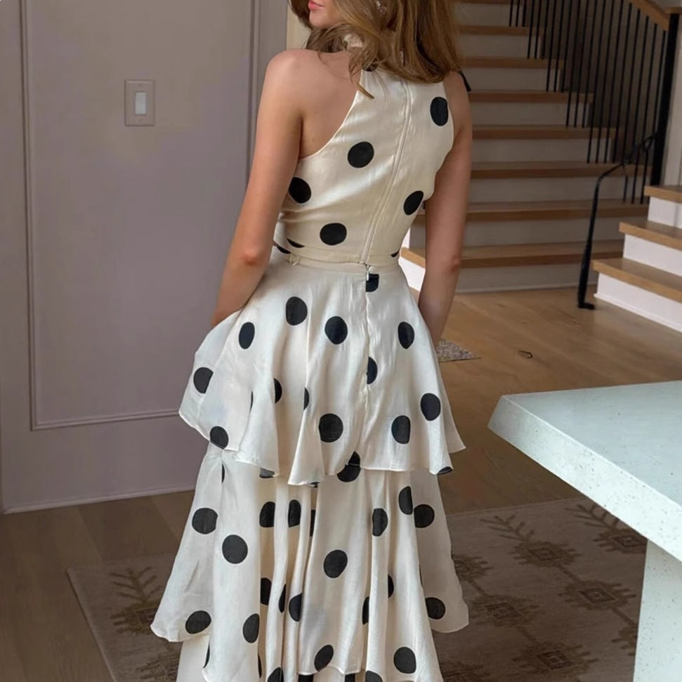 Polka Dot Halter Neck Dress Colouronova