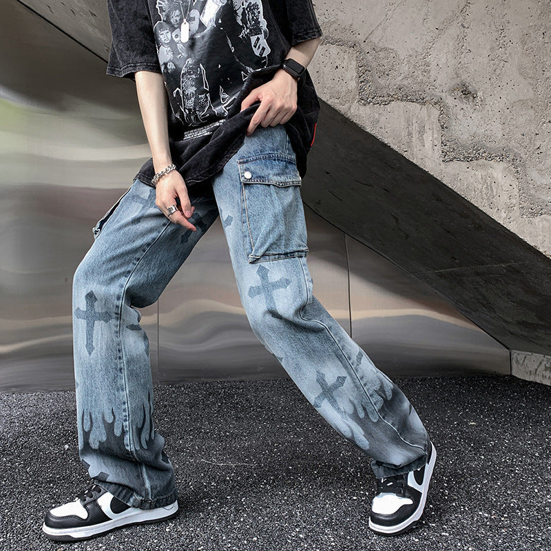 Men's  Loose Straight Leg Jeans Colouronova