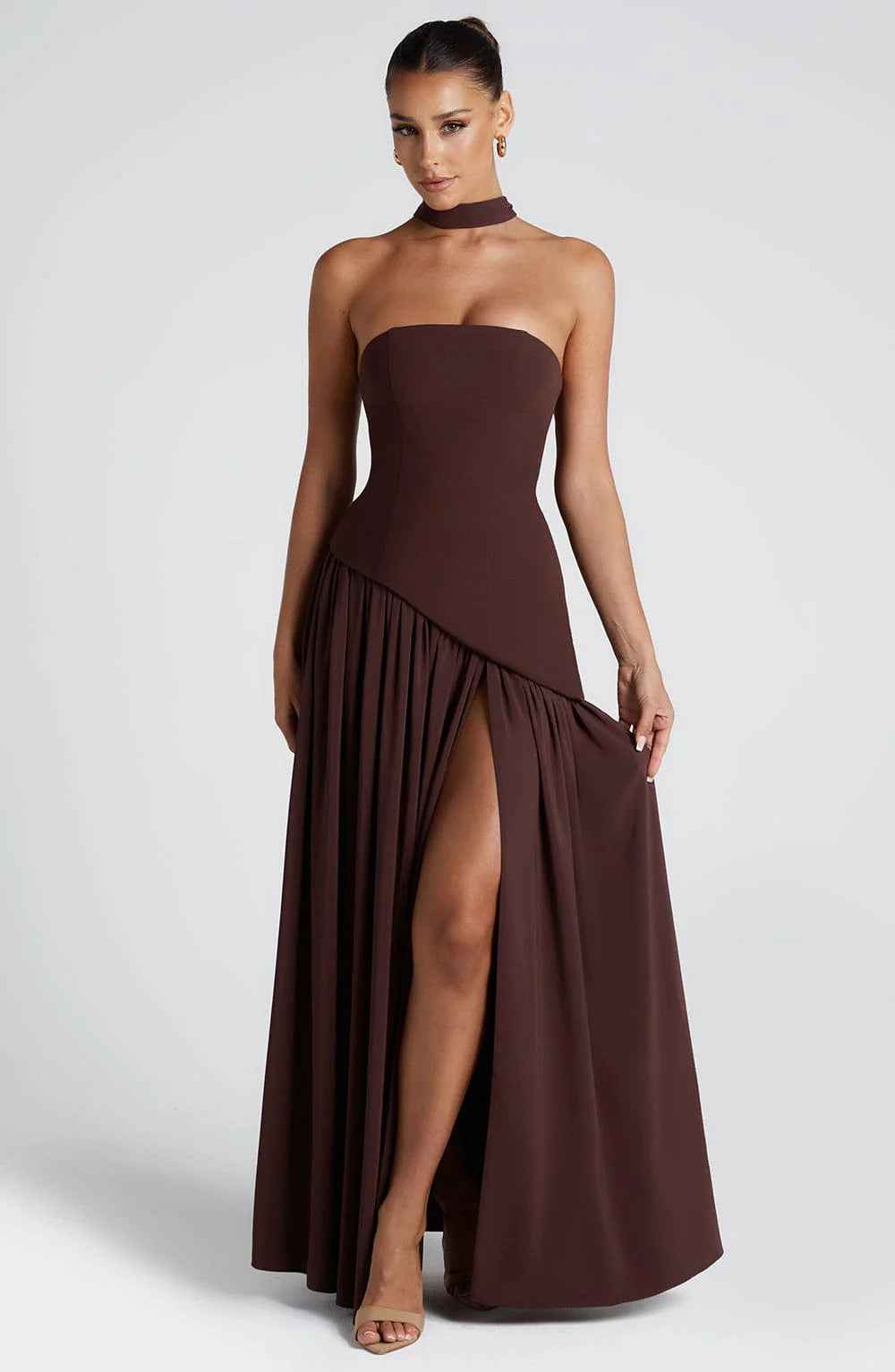 Elegant Bodycon Long Dress with Crossover Strap
