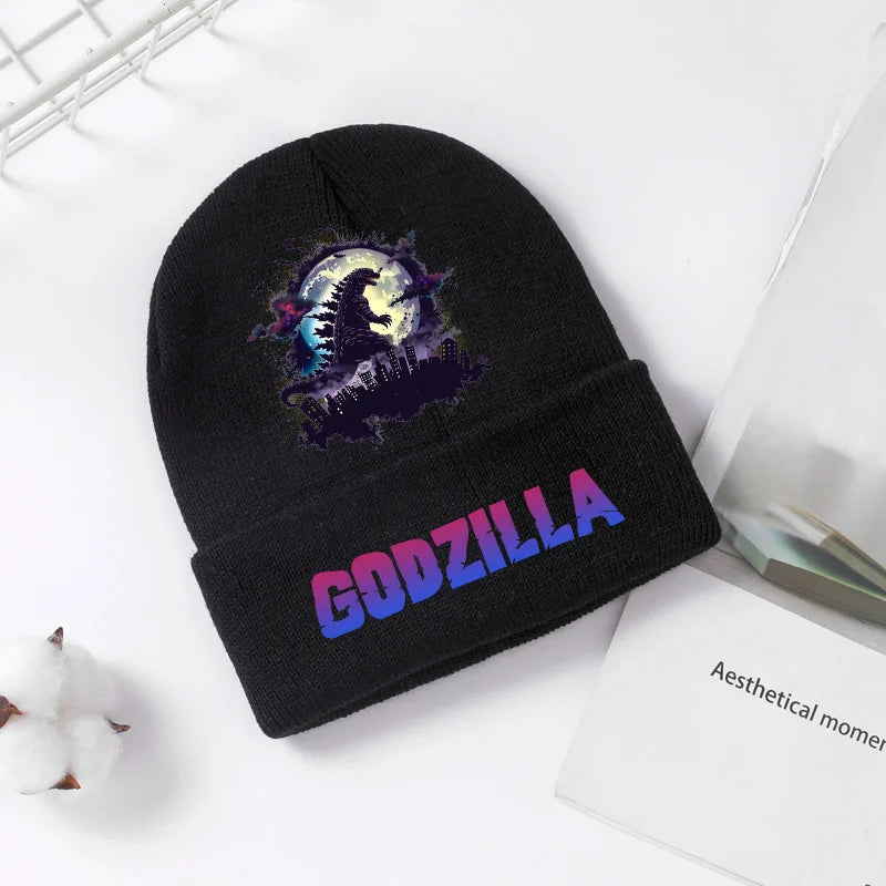 Godzilla Knitted Hat Winter Spring Cool Men Boys Kid Cap Anime Printed Brimless Bonnets Warm Comfortable Beanies Baby Party Gift - Colouronova