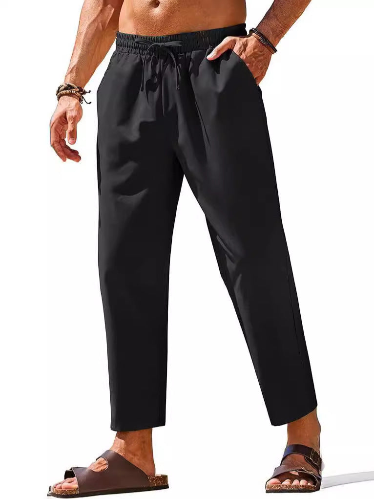 Men's Linen Drawstring Casual Pants Colouronova