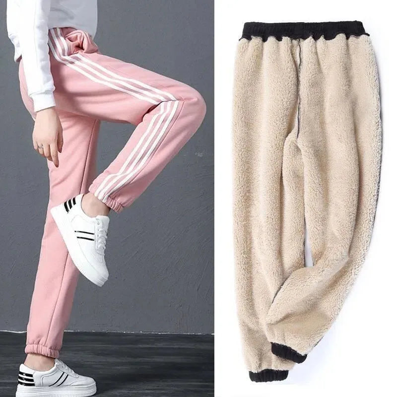 Autumn and winter thermal pants plush thickened cashmere like sweatpants for women's casual thermal pants Harun loose leggings - Colouronova