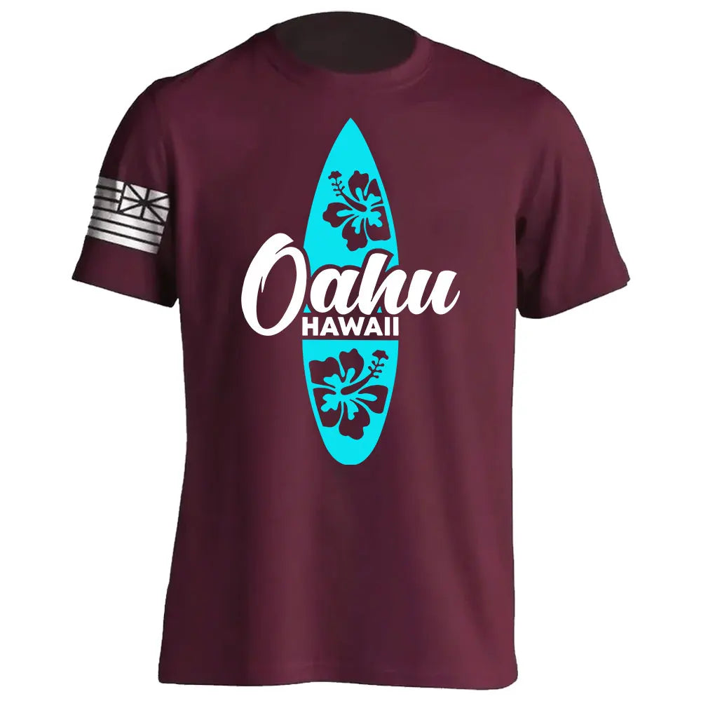 Men's Cotton Shirt OAHU HAWAII SURFING Distressed TShirt Unisex Surf Board Beach Tee Tops Summer Fashion Casual Short Sleeves - Colouronova