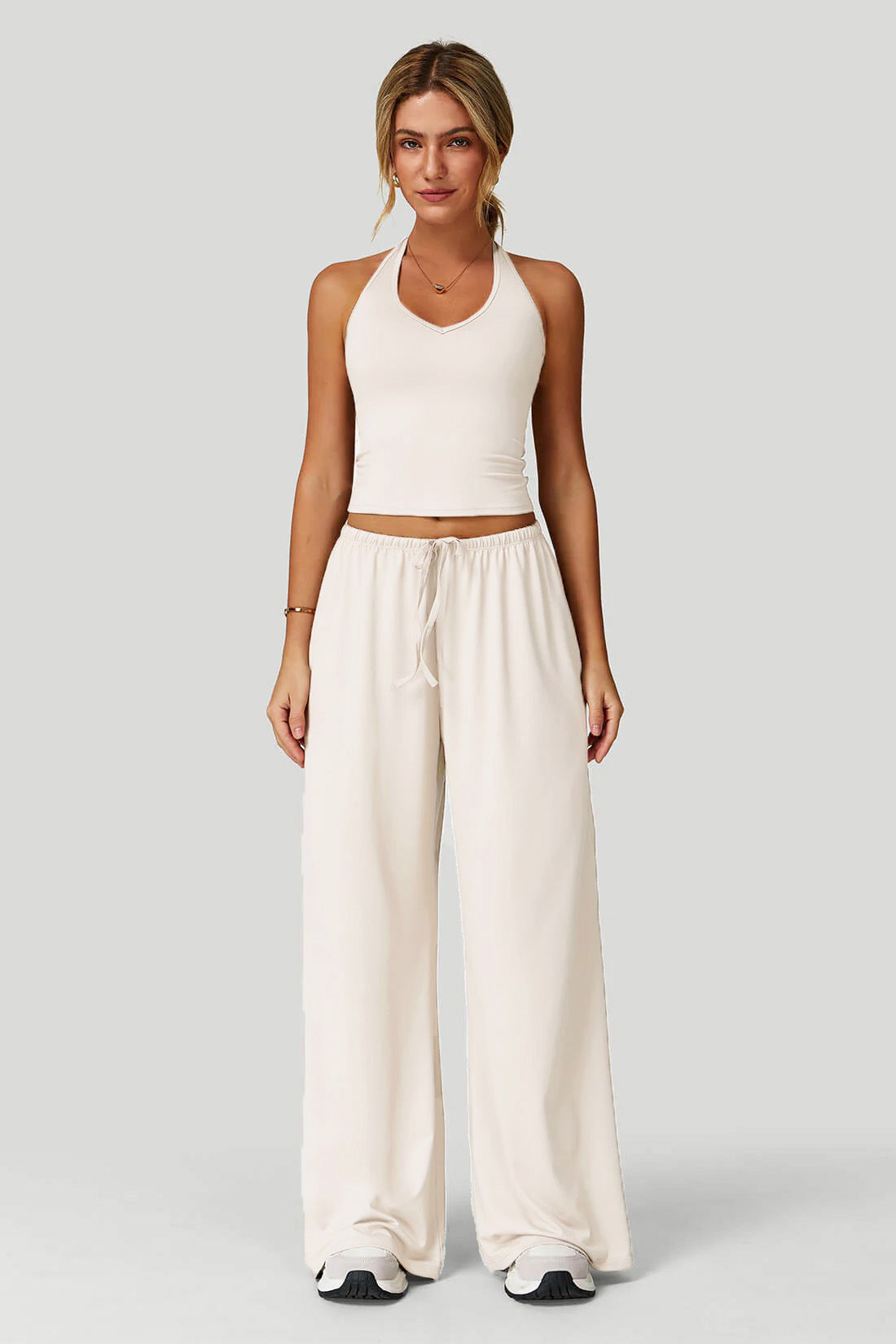 Sleeveless Vest and Wide-Leg Pants Set Colouronova