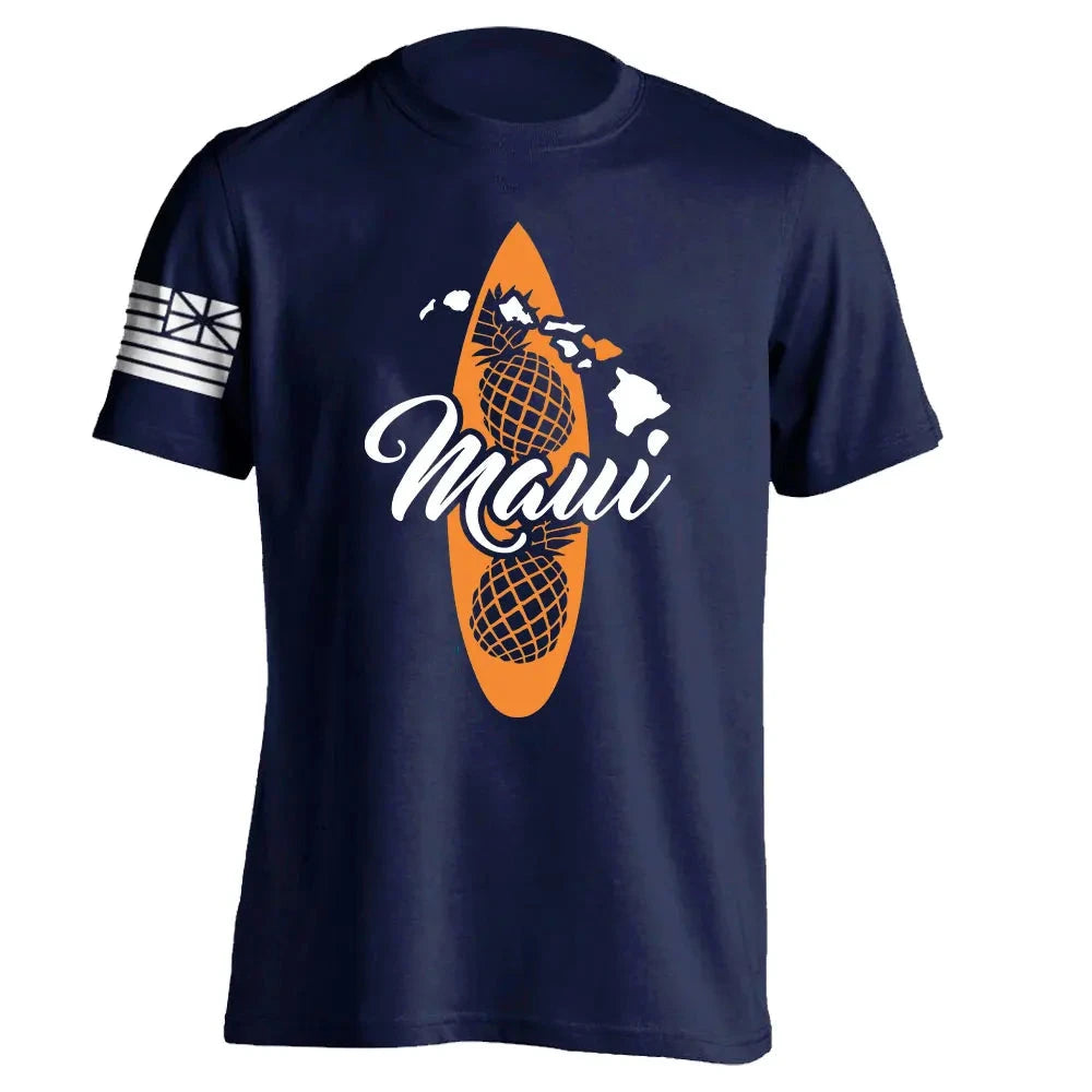 Men's Cotton Shirt OAHU HAWAII SURFING Distressed TShirt Unisex Surf Board Beach Tee Tops Summer Fashion Casual Short Sleeves Colouronova