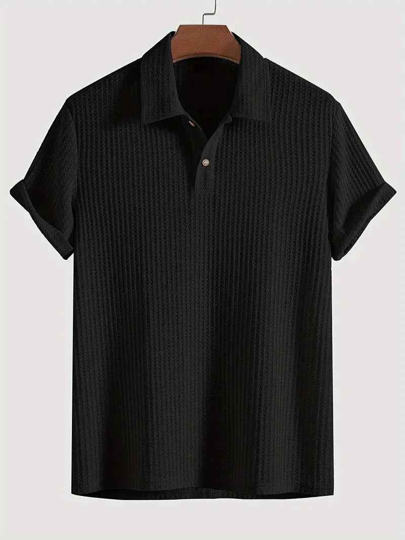 Men's top lapel diamond-patterned knitted polo cedar