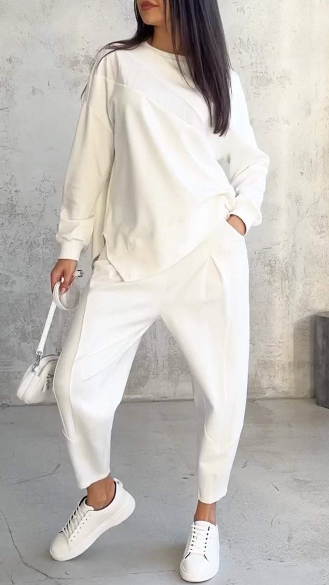 Womens Casual Round Neck Loose Long Sleeve Sweatshirt Suit Colouronova