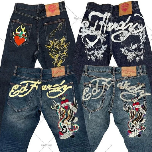 Straight-leg retro loose wide-leg jeans Colouronova