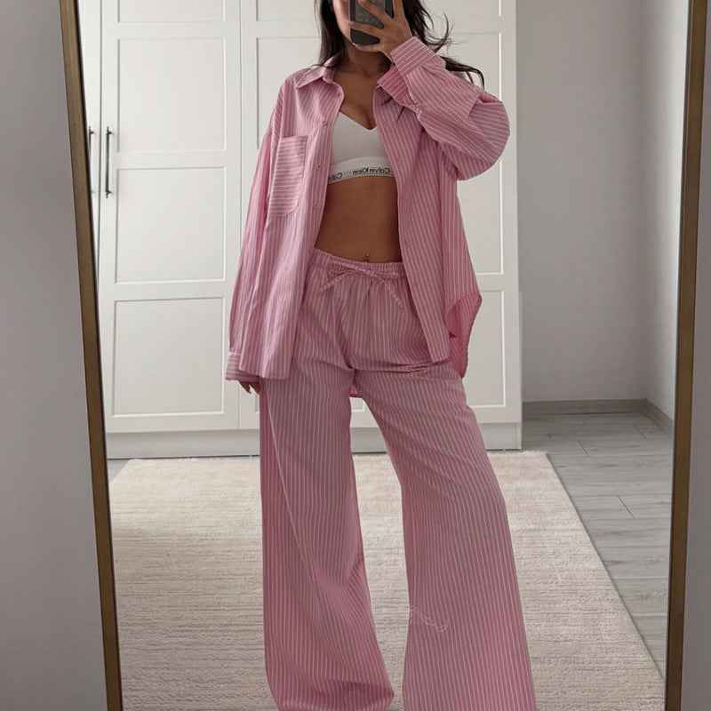 Striped Long Sleeve Loungewear Set