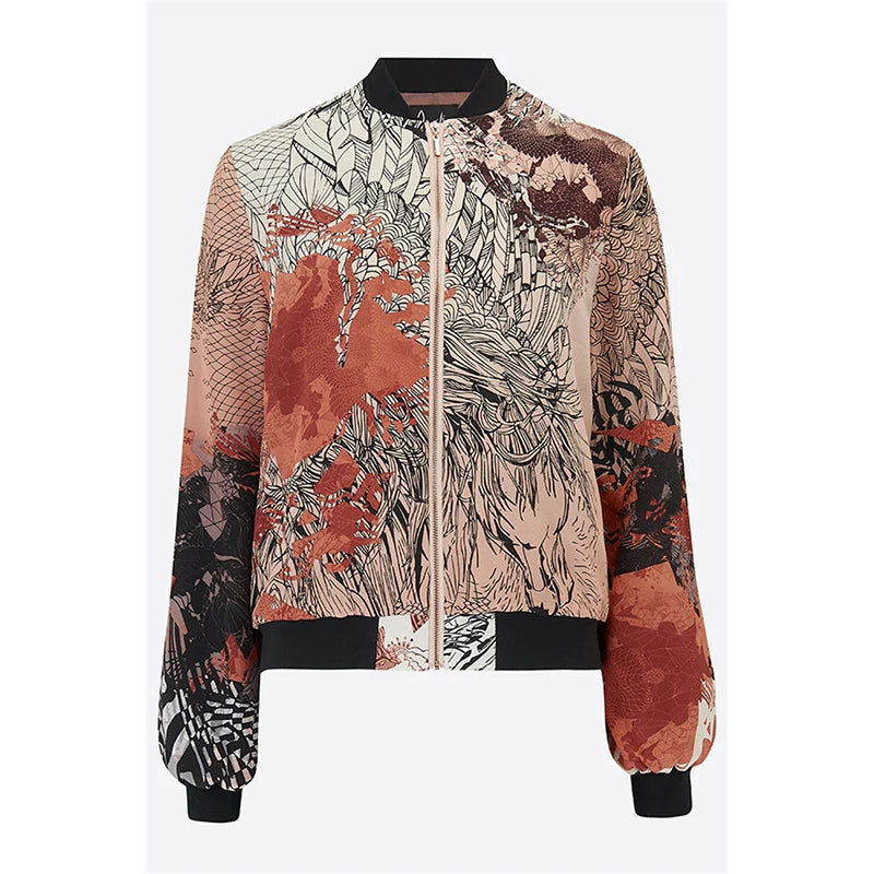 Retro Colorful Flower Jacket Men's Clothing Streetwear Graffiti Long Sleeve Jackets Harajuku Trend Autumn Casual Zipper Coat - Colouronova