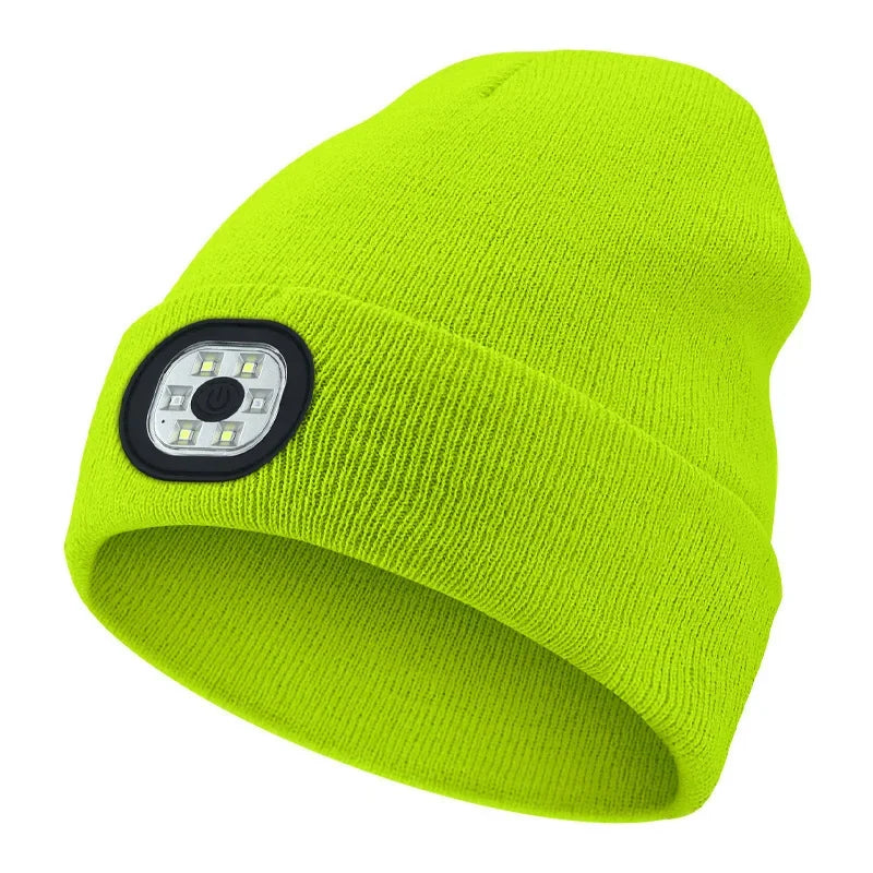 LED Light Up Beanie Hat USB Rechargeable for Adults Winter Warm Headlight Cap Night Fishing Gear - Colouronova