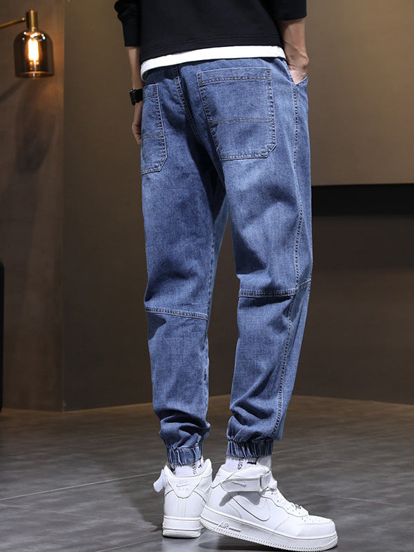 Men's Drawstring Straight-Leg Fleece Jeans Colouronova