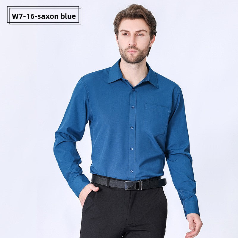 Men's Long-Sleeve Anti-Wrinkle Business Casual Shirt Colouronova