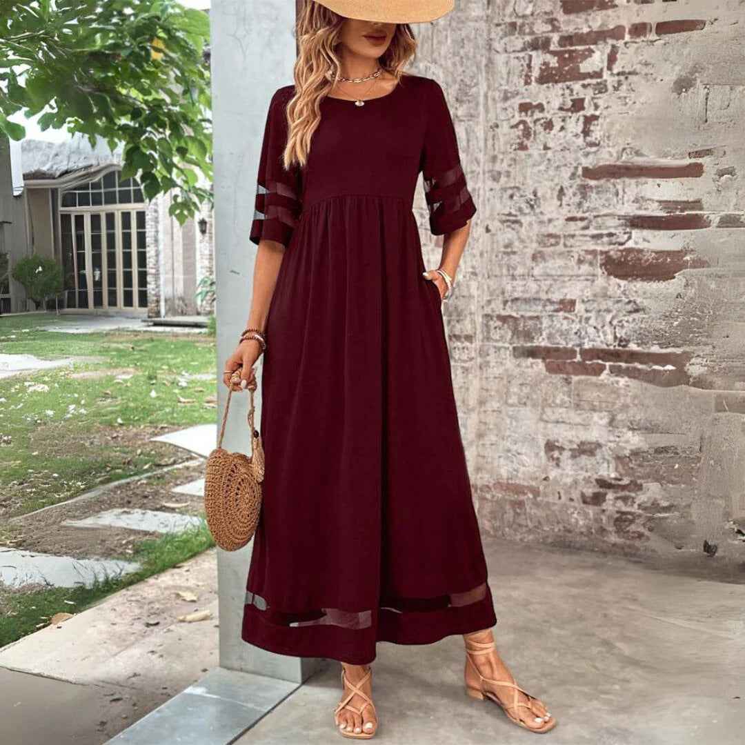 Mesh Splicing Pocket Dress