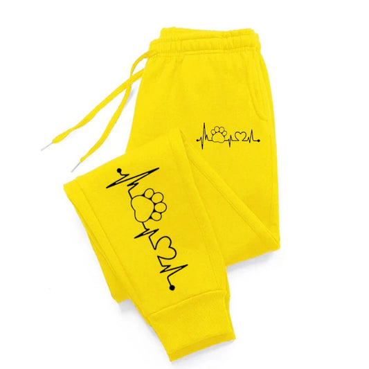 Ecg Cat's Paw Print Sweatpant Warm Outdoor Baggy Jogger Wear Pocket Drawstring Womans Pants Leggings Long Casual Couple Clothes - Colouronova