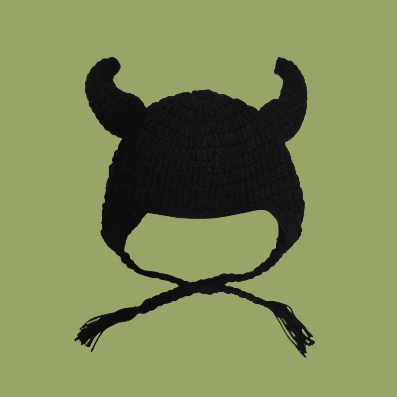 Halloween Green Monster Shrek Style Knitted Hat Funny Cartoon Beanie Cute Strawberry Head Cover Cosplay Party Props for Gifts - Colouronova