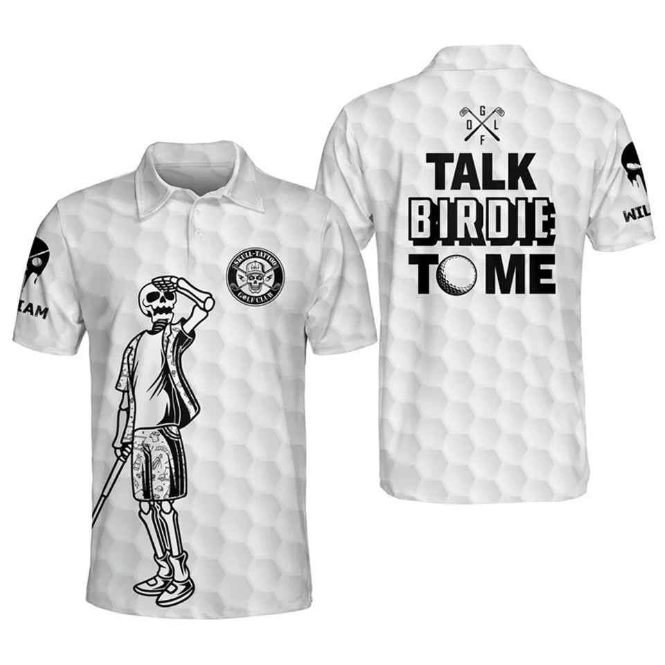Personalized skull-patterned golf shirt