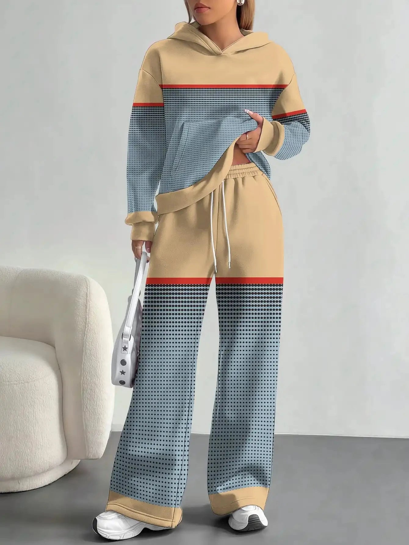 Foreign trade flame splicing printing new hot style 2025 new pink gradient fashion casual European and American women's suit Colouronova