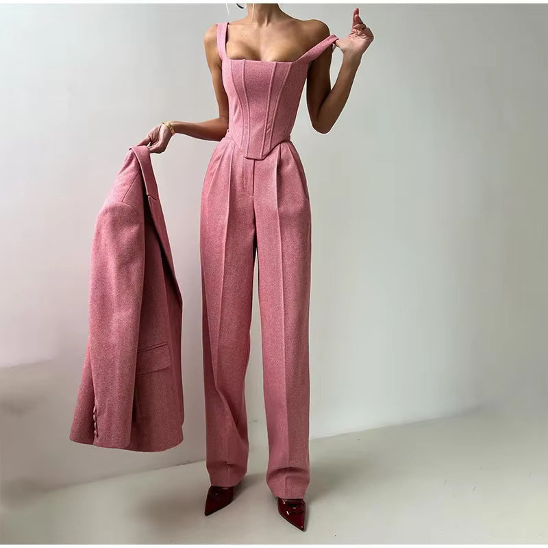 Long coat, vest, and pants three-piece set Colouronova