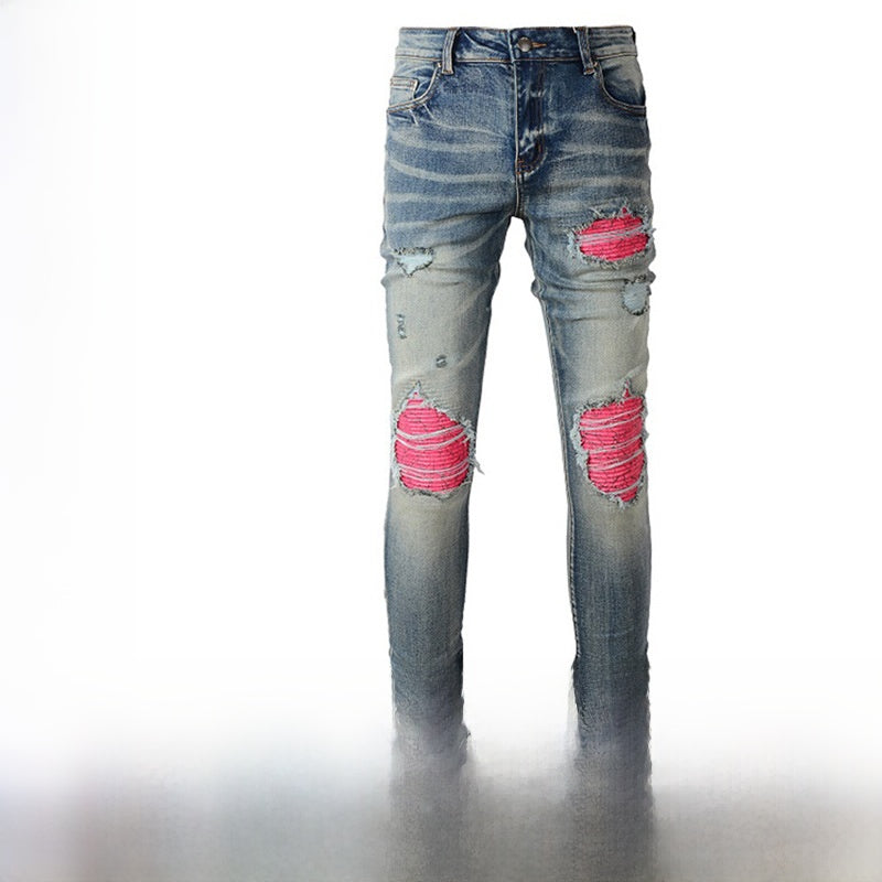 blocked ripped men's jeans Colouronova