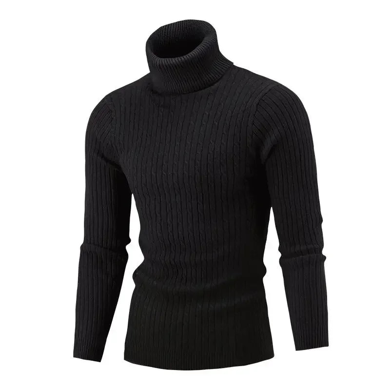2025 Men's Warm Knitted Sweater Turtleneck Sold  Knitting Pullovers Tops Knitted Sweater Male Jumper All Match Casual Sweater - Colouronova